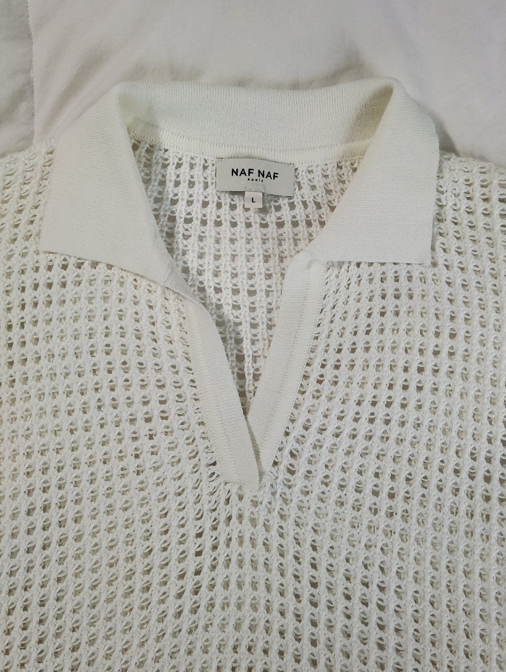 Naf Naf Paris Polo Shirt Size L White/ivory